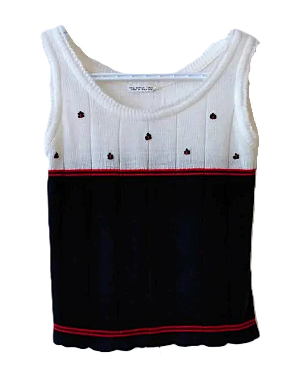 Vintage Sleeveless Vest Top Acrylic Machine Knitted Womens Size Small